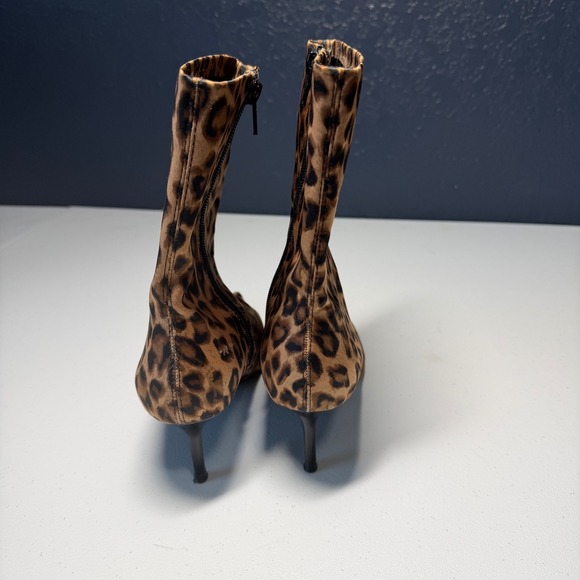 ZARA Leopard Print Sock Boots Pointed Toe Stiletto Y2K animal print Size EU 38 - Picture 4 of 9